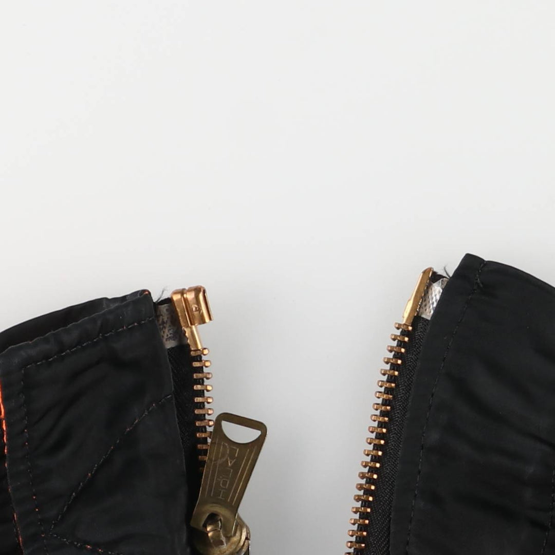 90'S civilian Alpha MA-1 style padded military flight jacket, made in the USA, men's size M, vintage Nylon black type Vintage Second Hand