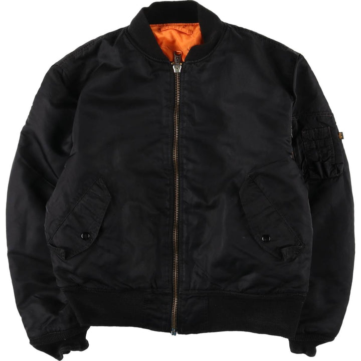 Special Price: 90'S Civilian Alpha MA-1 Style Padded Military Flight Jacket, Men's Size L, Vintage Nylon black type Vintage Second Hand