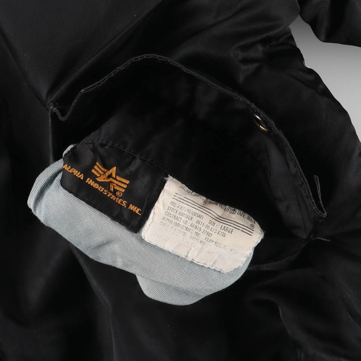 Special Price: 90'S Civilian Alpha MA-1 Style Padded Military Flight Jacket, Men's Size L, Vintage Nylon black type Vintage Second Hand