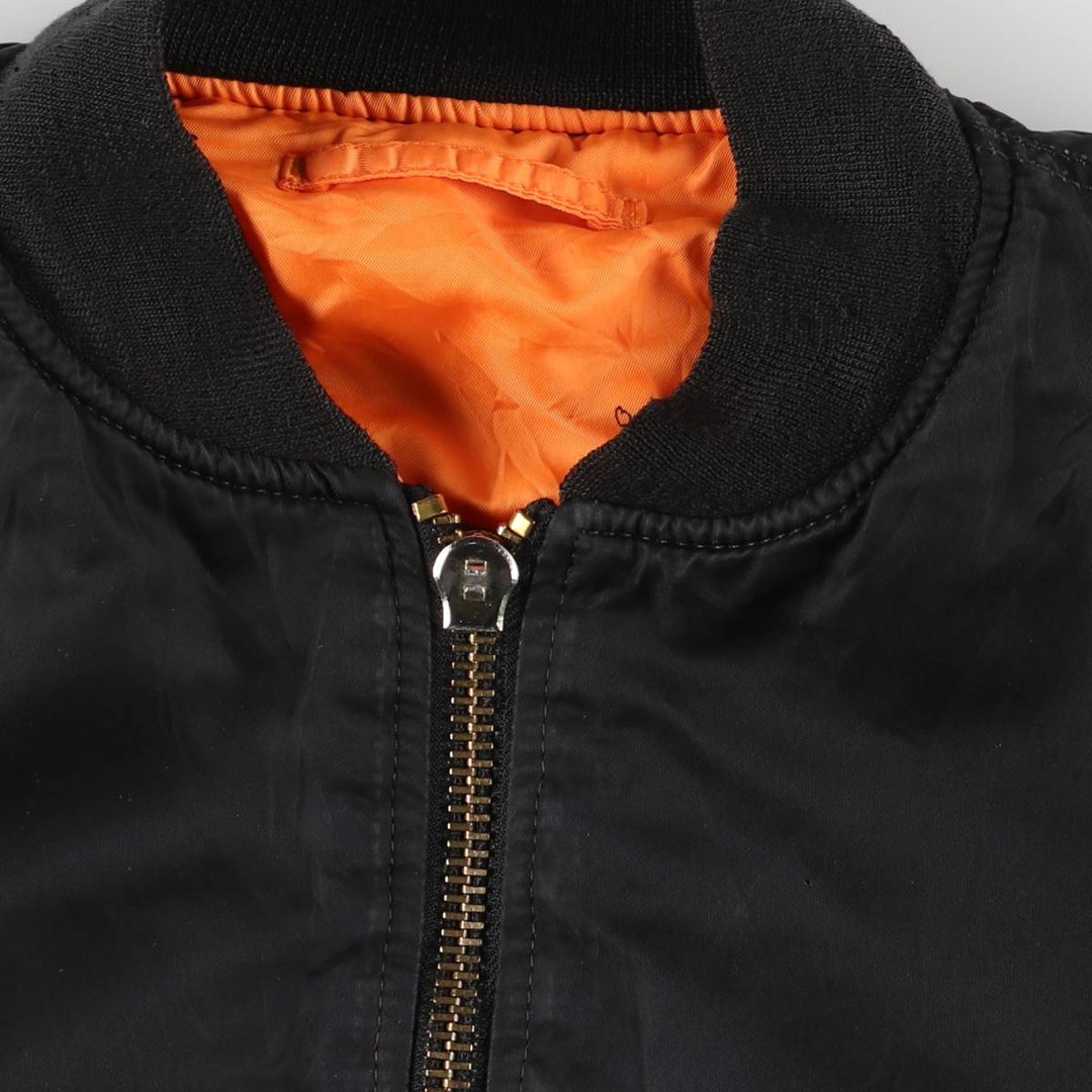 Special Price: 90'S Civilian Alpha MA-1 Style Padded Military Flight Jacket, Men's Size L, Vintage Nylon black type Vintage Second Hand