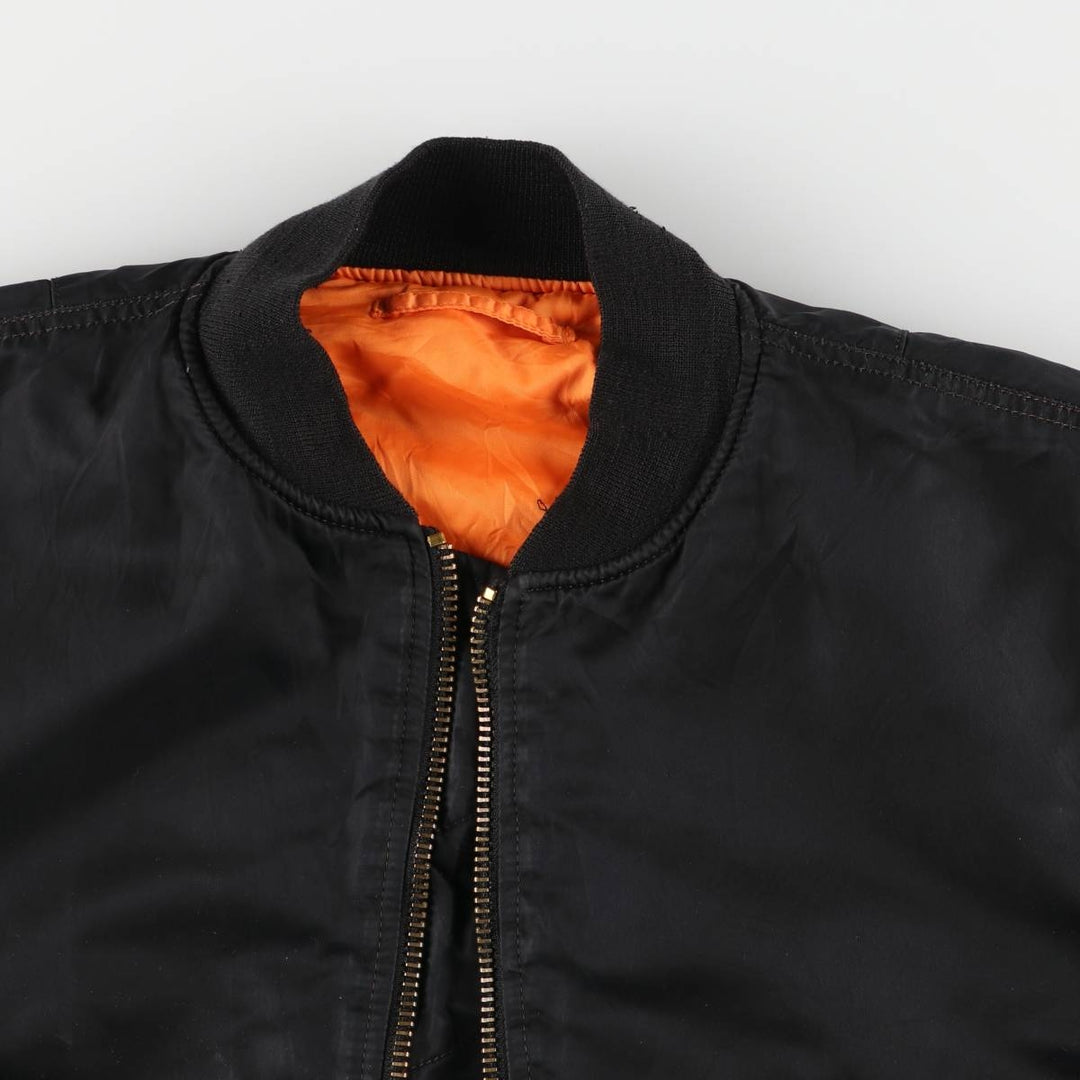 Special Price: 90'S Civilian Alpha MA-1 Style Padded Military Flight Jacket, Men's Size L, Vintage Nylon black type Vintage Second Hand