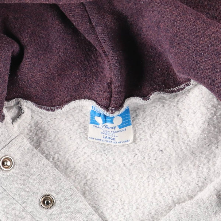 Vintage 1980'S Disney EPCOT CENTER Half-Button Hoodie, Made in USA, Men's Size L cotton gray type Vintage Second Hand
