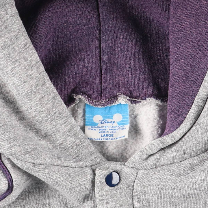 1980'S Disney EPCOT CENTER Half-Button Hoodie, Made in USA, Men's Size L cotton gray type Vintage Second Hand