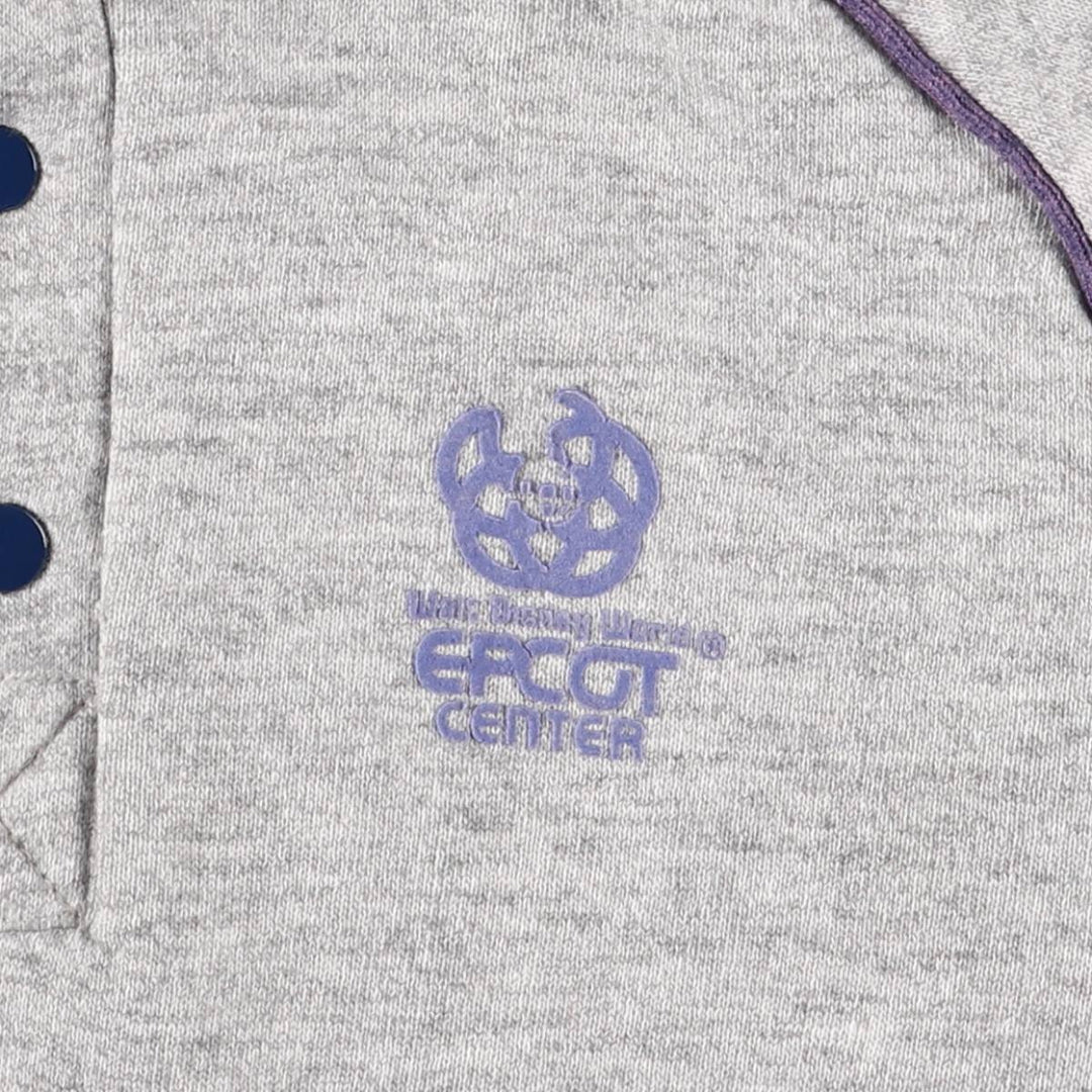 1980'S Disney EPCOT CENTER Half-Button Hoodie, Made in USA, Men's Size L cotton gray type Vintage Second Hand