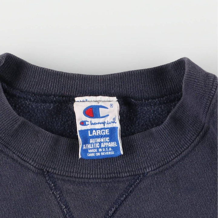 Champion 3-Print US Navy College Sweatshirt, Made in USA, Men's Size L cotton navy blue type Vintage Second Hand