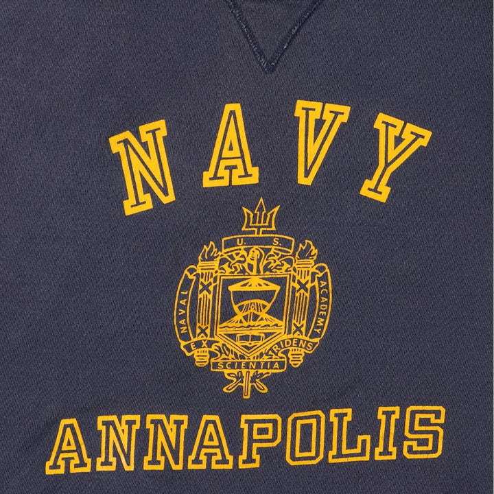 Champion 3-Print US Navy College Sweatshirt, Made in USA, Men's Size L cotton navy blue type Vintage Second Hand