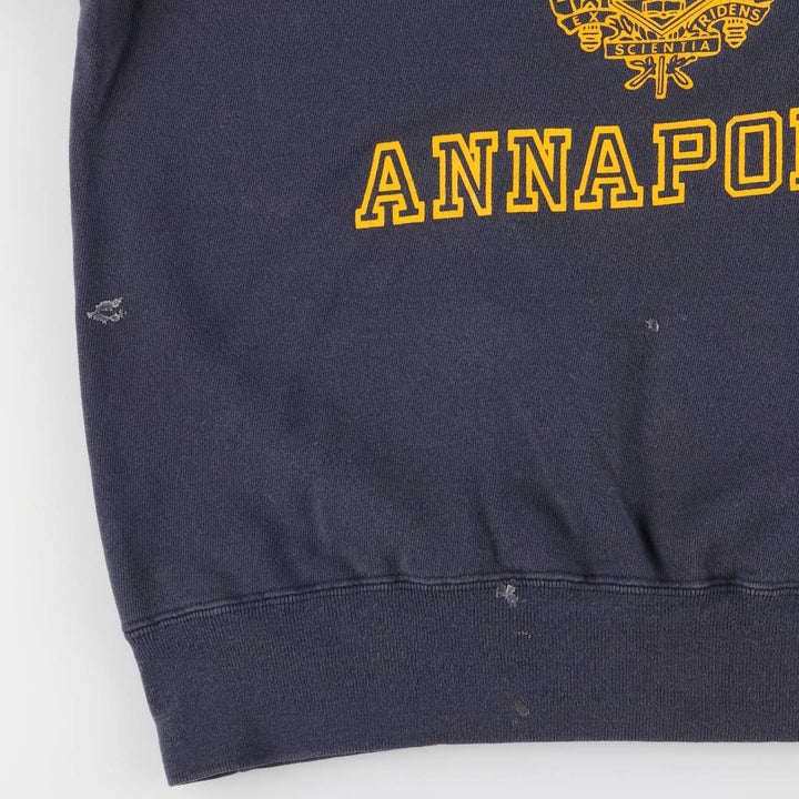 Champion 3-Print US Navy College Sweatshirt, Made in USA, Men's Size L cotton navy blue type Vintage Second Hand