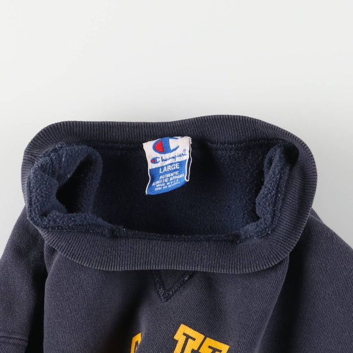 Champion 3-Print US Navy College Sweatshirt, Made in USA, Men's Size L cotton navy blue type Vintage Second Hand