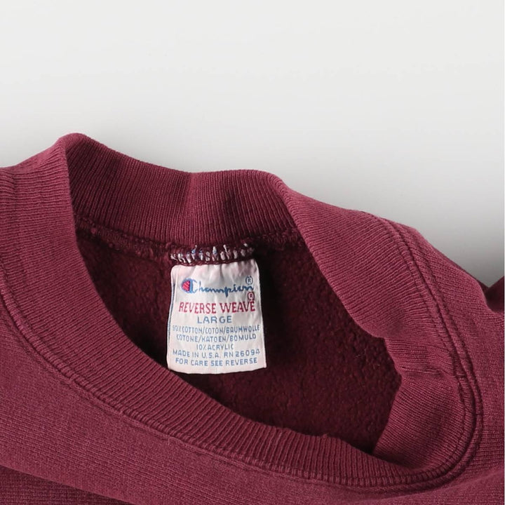 90'S Champion Reverse Weave Cut-Off Short Sleeve Sweatshirt with Embroidered Tag, Made in USA, Men's Size L cotton burgundy type Vintage Second Hand