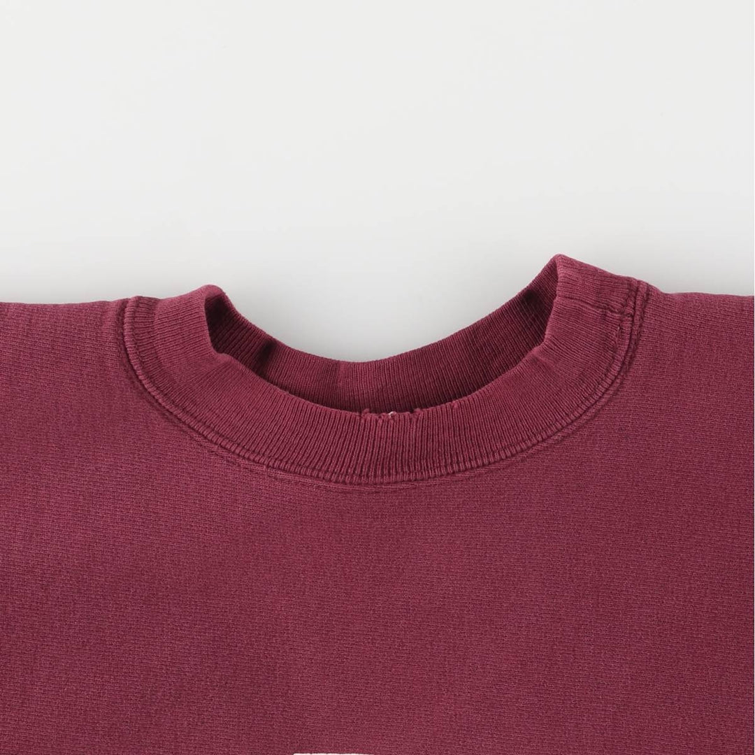 90'S Champion Reverse Weave Cut-Off Short Sleeve Sweatshirt with Embroidered Tag, Made in USA, Men's Size L cotton burgundy type Vintage Second Hand