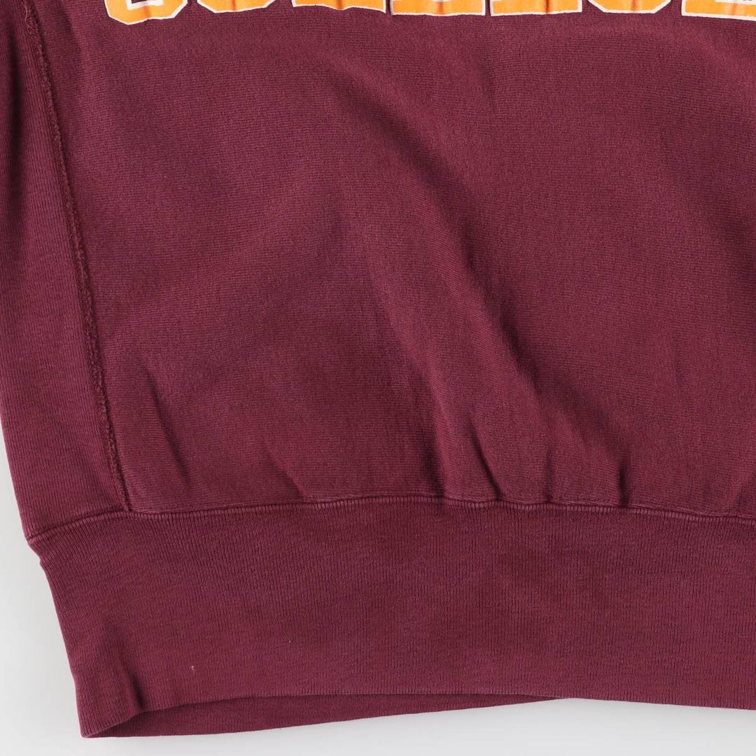 90'S Champion Reverse Weave Cut-Off Short Sleeve Sweatshirt with Embroidered Tag, Made in USA, Men's Size L cotton burgundy type Vintage Second Hand