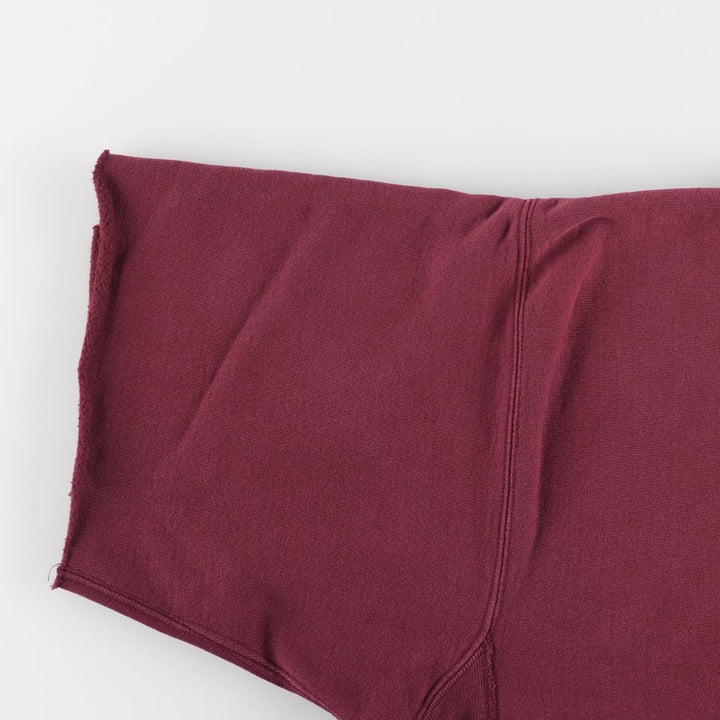 90'S Champion Reverse Weave Cut-Off Short Sleeve Sweatshirt with Embroidered Tag, Made in USA, Men's Size L cotton burgundy type Vintage Second Hand