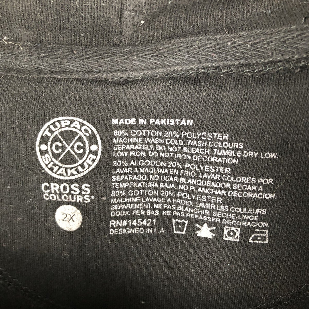 Cross Colours 2pac Band Pullover Hoodie, Men's XXL cotton black type Vintage Second Hand