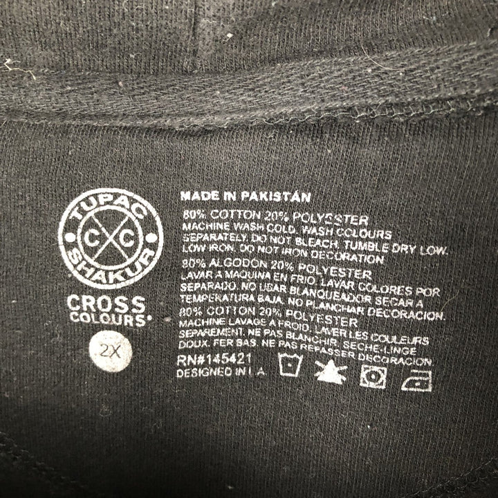 Cross Colours 2pac Band Pullover Hoodie, Men's XXL cotton black type Vintage Second Hand