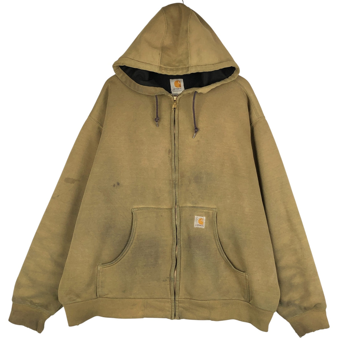 Carhartt full-zip sweatshirt hoodie, men's size XXXL unclear Khaki type Vintage Second Hand
