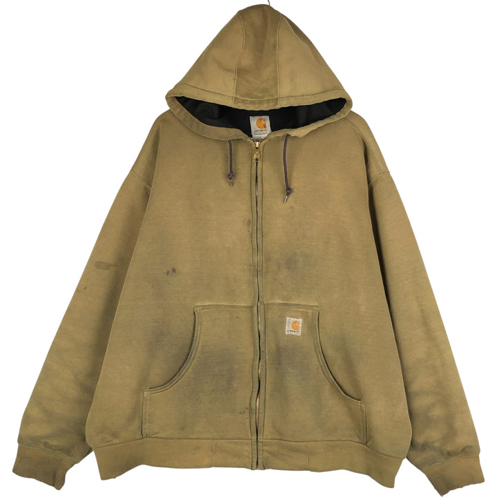 Carhartt full-zip sweatshirt hoodie, men's size XXXL unclear Khaki type Vintage Second Hand