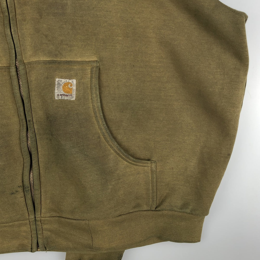 Carhartt full-zip sweatshirt hoodie, men's size XXXL unclear Khaki type Vintage Second Hand