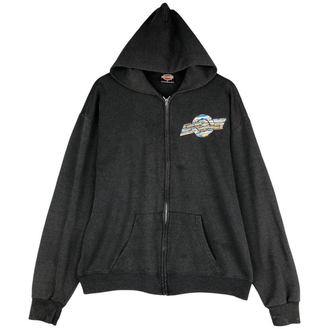 Vintage 90'S Harley-Davidson full-zip sweatshirt, made in the USA, size L, men's cotton black type Vintage Second Hand