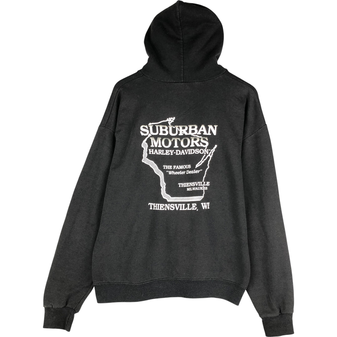 Vintage 90'S Harley-Davidson full-zip sweatshirt, made in the USA, size L, men's cotton black type Vintage Second Hand