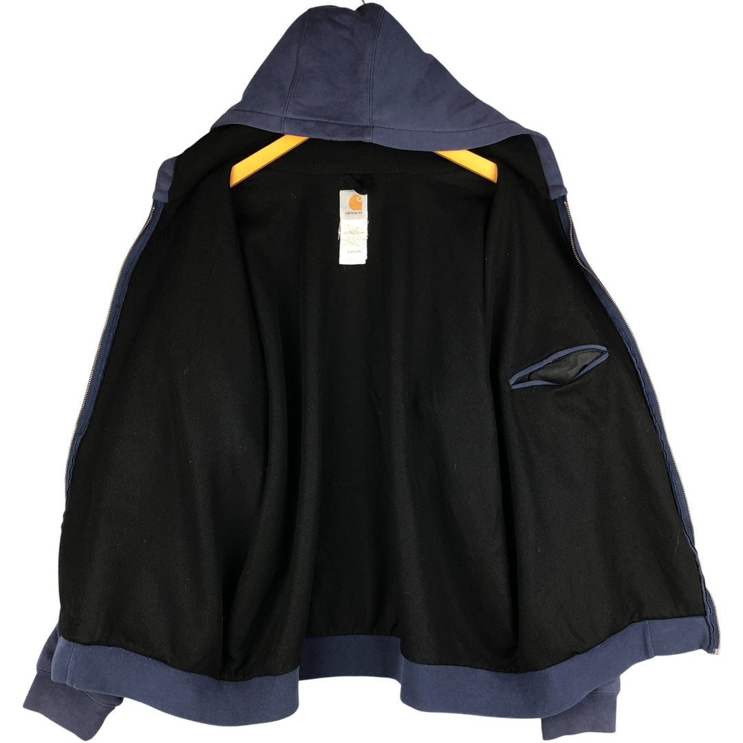 Carhartt Sweat Full Zip Hoodie Men's XXL cotton navy blue type Vintage Second Hand