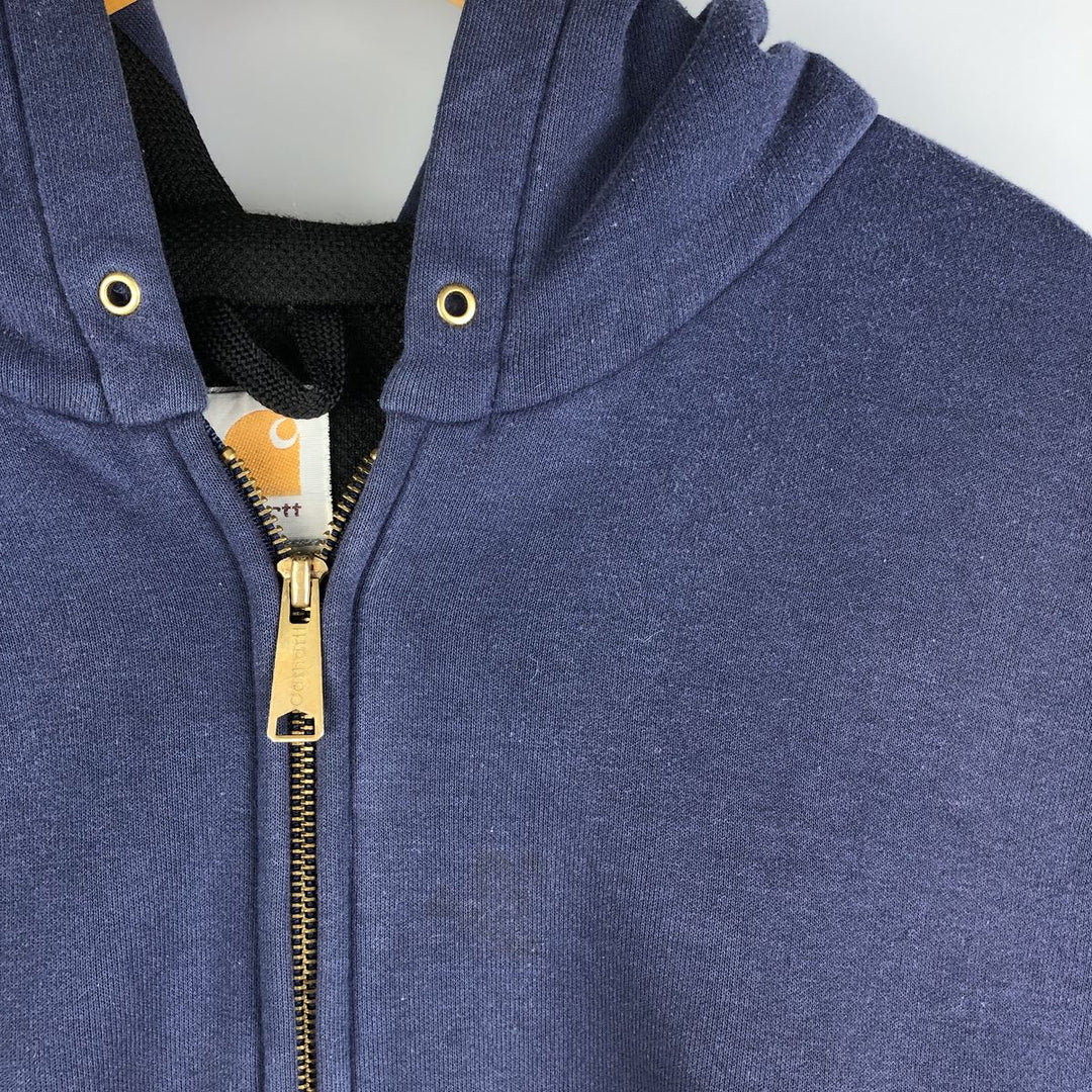 Carhartt Sweat Full Zip Hoodie Men's XXL cotton navy blue type Vintage Second Hand