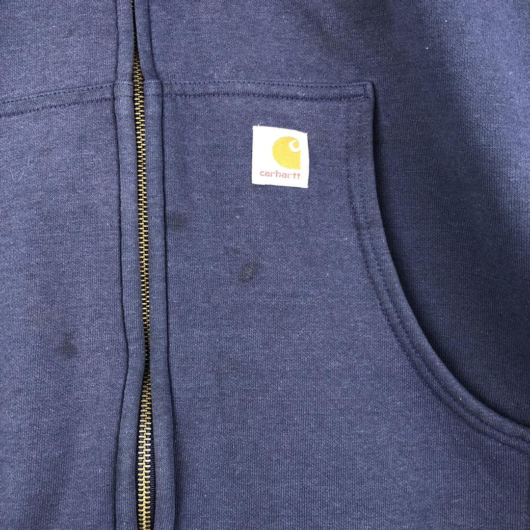Carhartt Sweat Full Zip Hoodie Men's XXL cotton navy blue type Vintage Second Hand