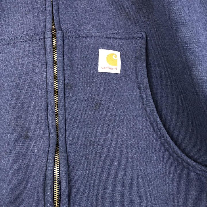 Carhartt Sweat Full Zip Hoodie Men's XXL cotton navy blue type Vintage Second Hand