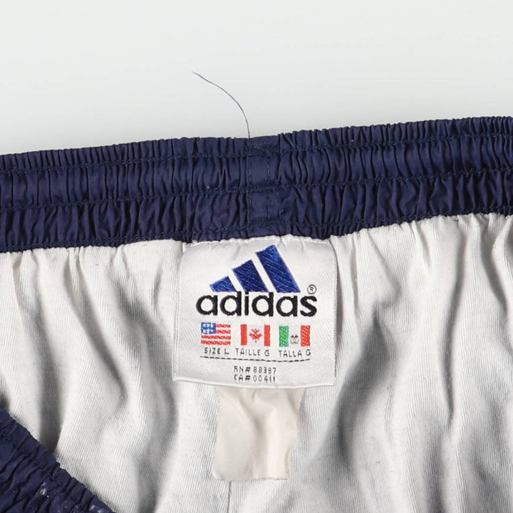 90'S Adidas nylon pants, rustling pants, men's size L, vintage unclear blue type Vintage Second Hand