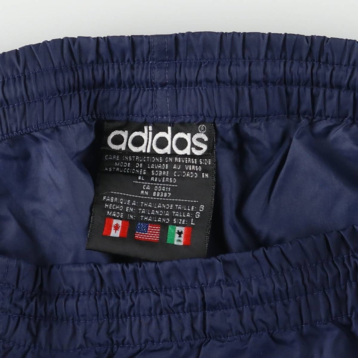 90'S Adidas nylon pants, rustling pants, men's size L, vintage Nylon navy blue type Vintage Second Hand