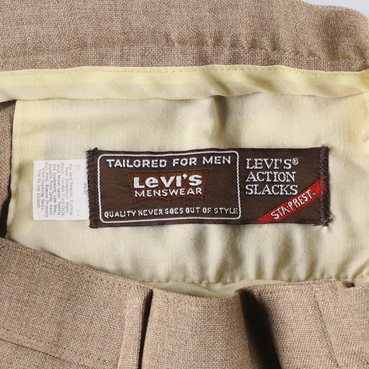 Vintage 1980'S Levi's Action Slacks Sta-Press flare pants, men's size W32. unclear Beige type Vintage Second Hand