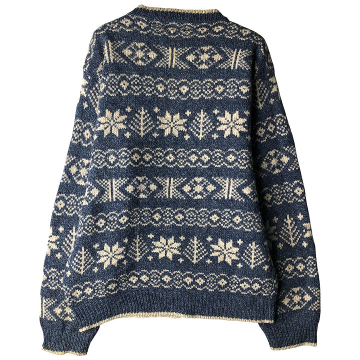 Vintage 70s-80'S LLBean Snow Pattern Nordic Sweater, Made in USA, Men's Size Medium wool blue type Vintage Second Hand