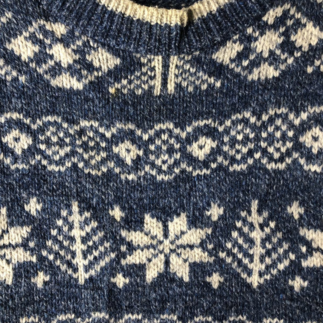 Vintage 70s-80'S LLBean Snow Pattern Nordic Sweater, Made in USA, Men's Size Medium wool blue type Vintage Second Hand