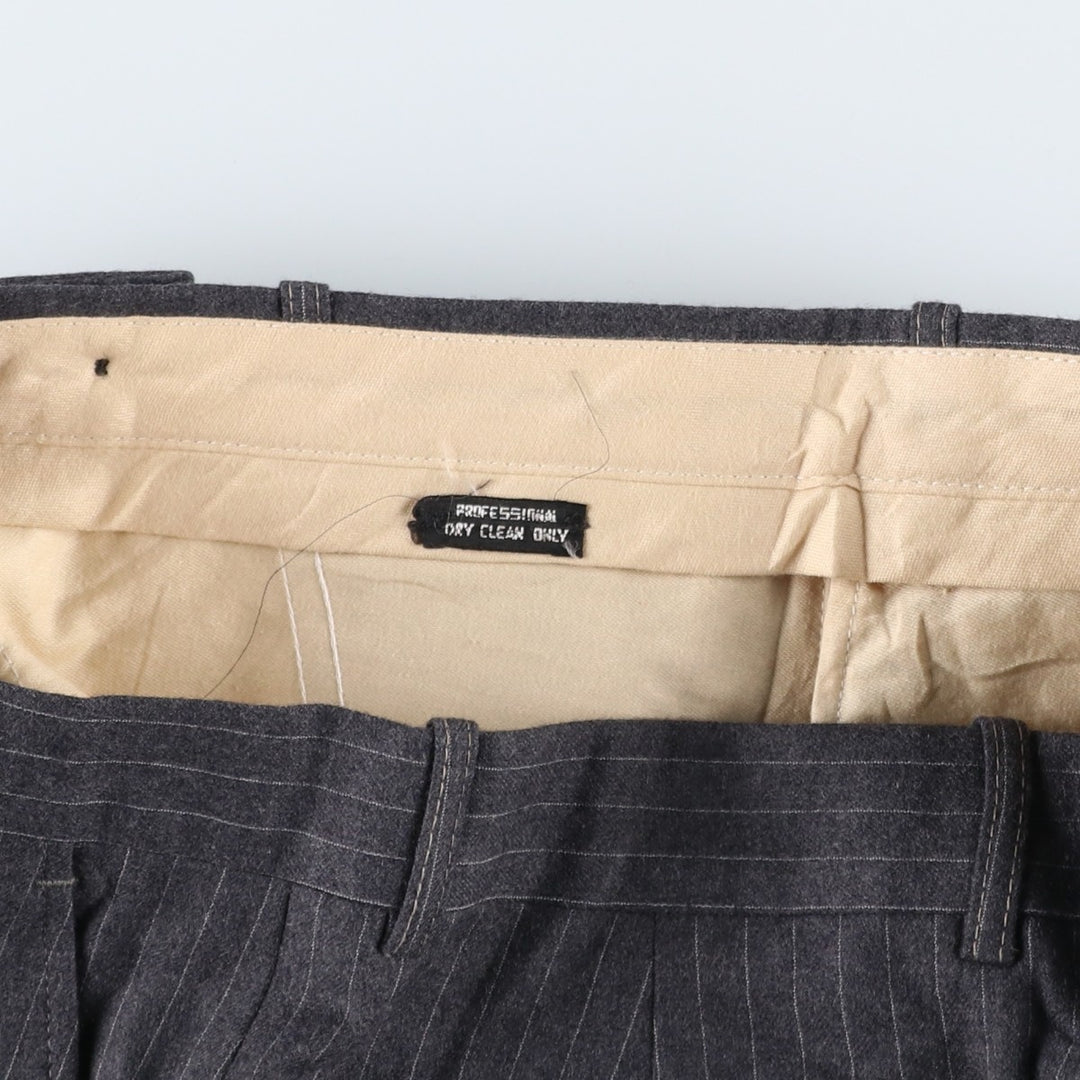 Vintage 70s-80'S striped wool pants, men's size W33 unclear gray type Vintage Second Hand