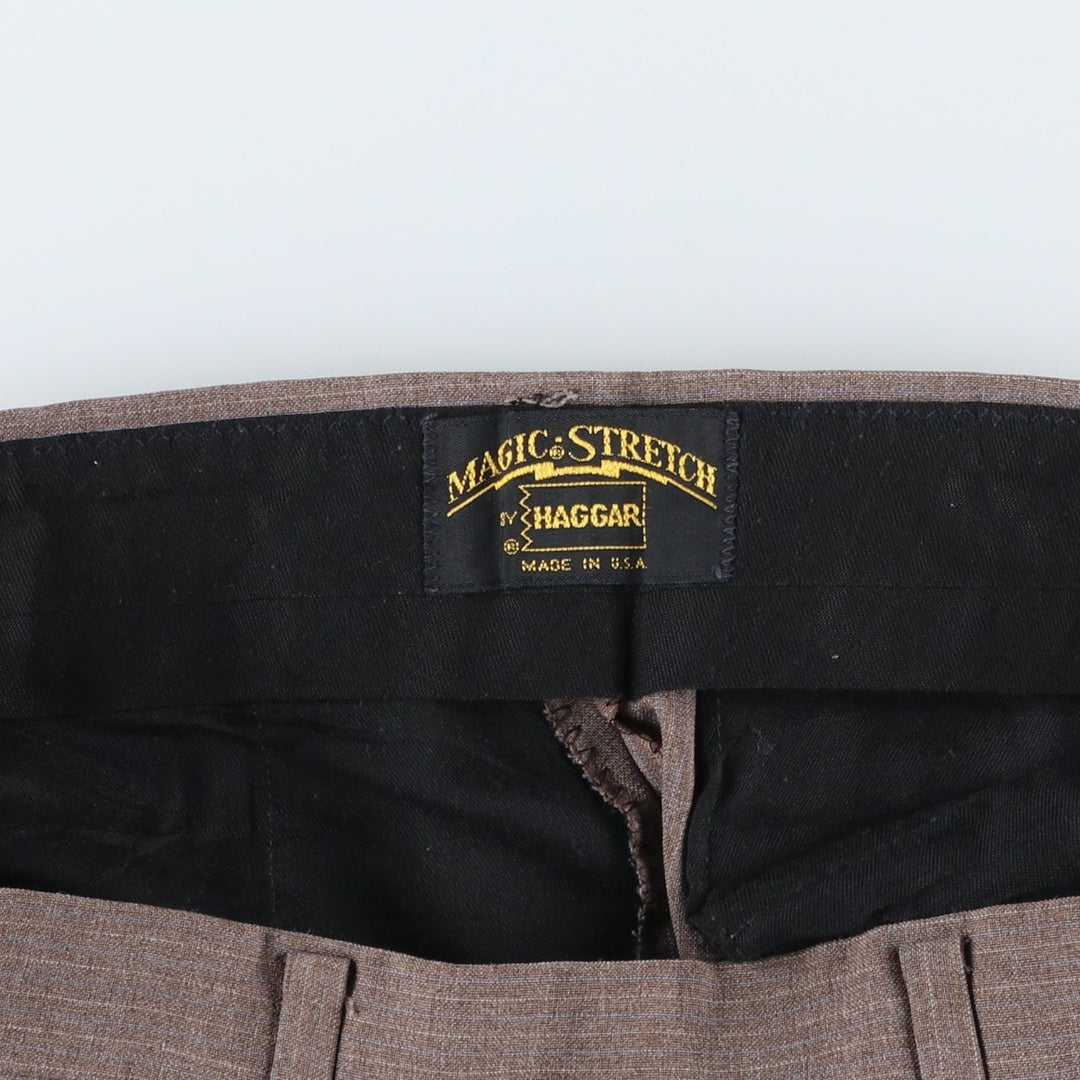 Vintage 70s-80'S Haggar Magic Stretch Stripe Pattern Slacks, Made in USA, Men's Size 34 unclear brown type Vintage Second Hand