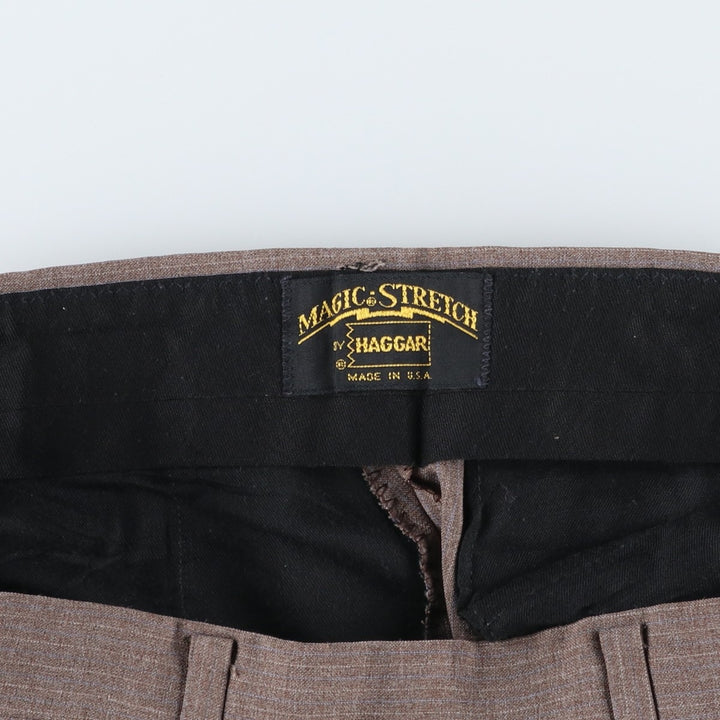 Vintage 70s-80'S Haggar Magic Stretch Stripe Pattern Slacks, Made in USA, Men's Size 34 unclear brown type Vintage Second Hand