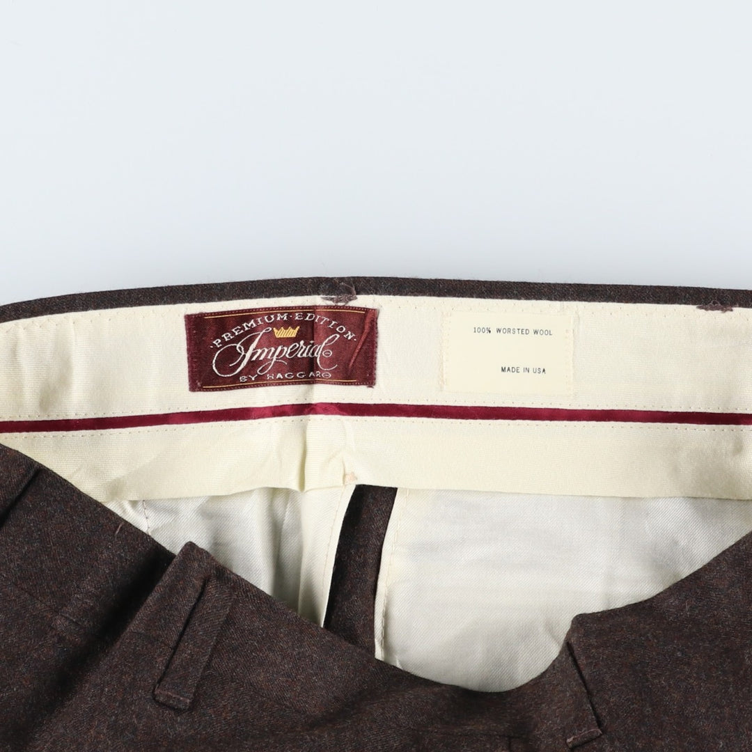 Vintage 70s-80'S Haggar Imperial Premium Edition wool pants and slacks, made in the USA, men's size W33. wool brown type Vintage Second Hand