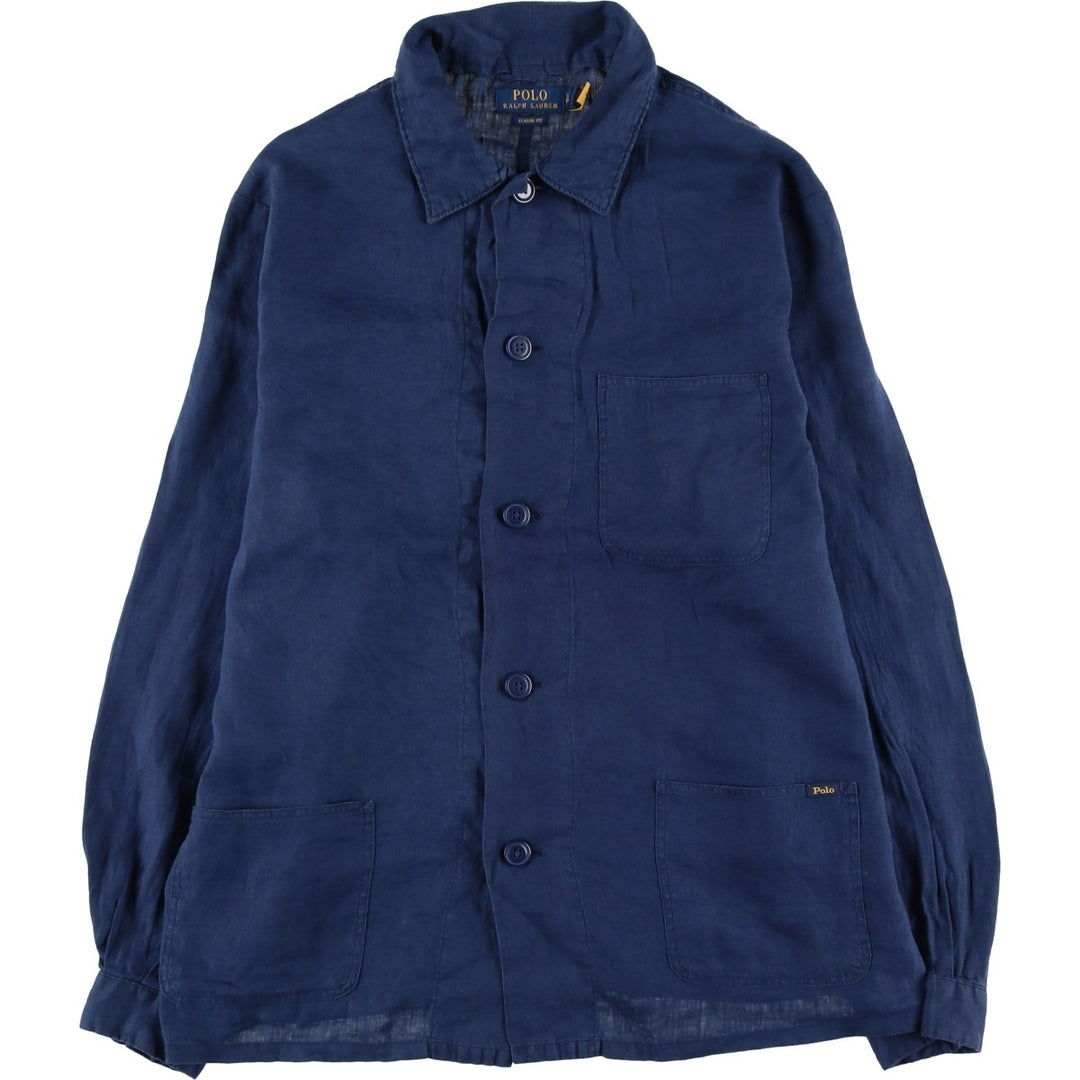Ralph Lauren POLO RALPH LAUREN shirt jacket, men's size S unclear navy blue type Vintage Second Hand