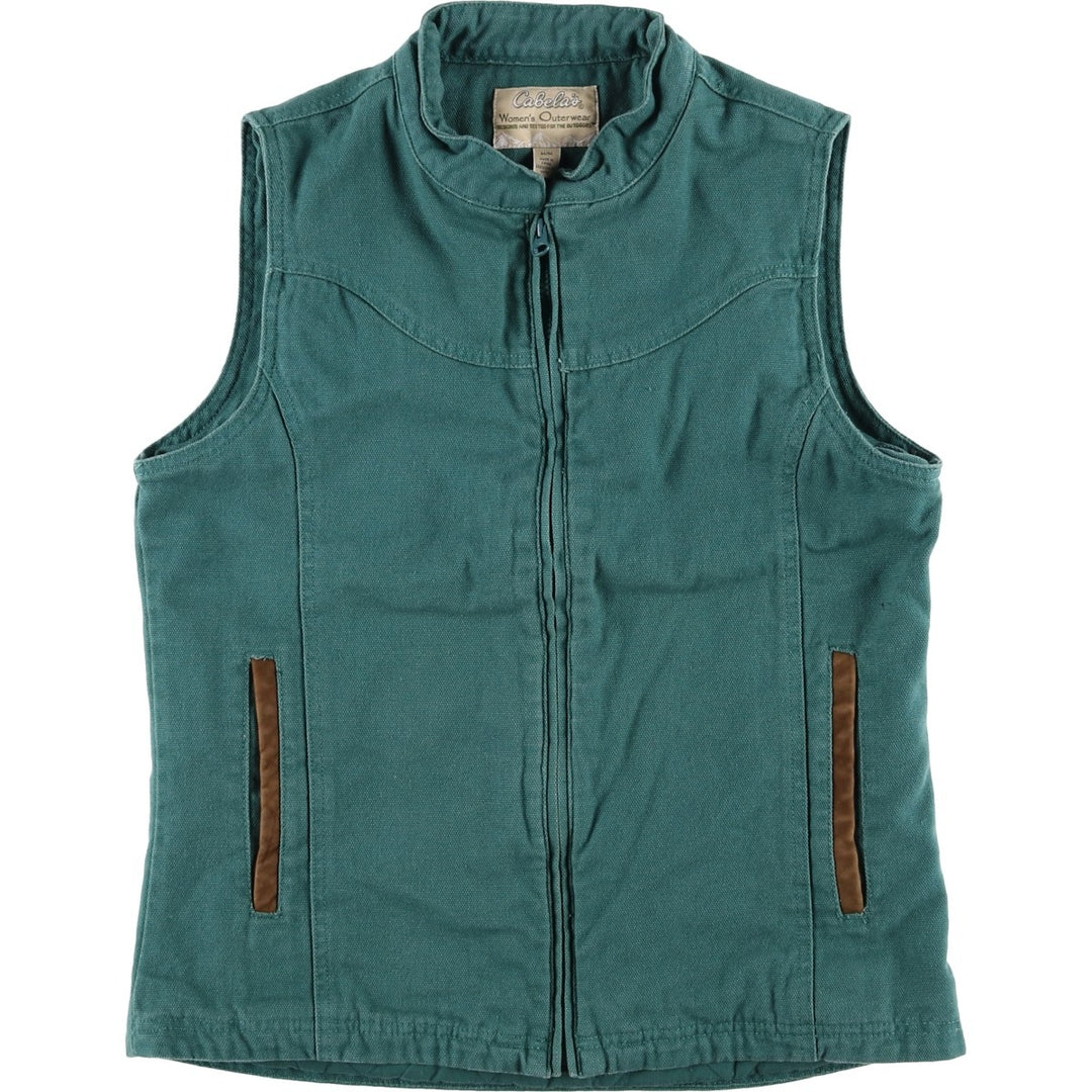 Cabelas Padded Duck Vest, Women's Size Medium cotton green type Vintage Second Hand