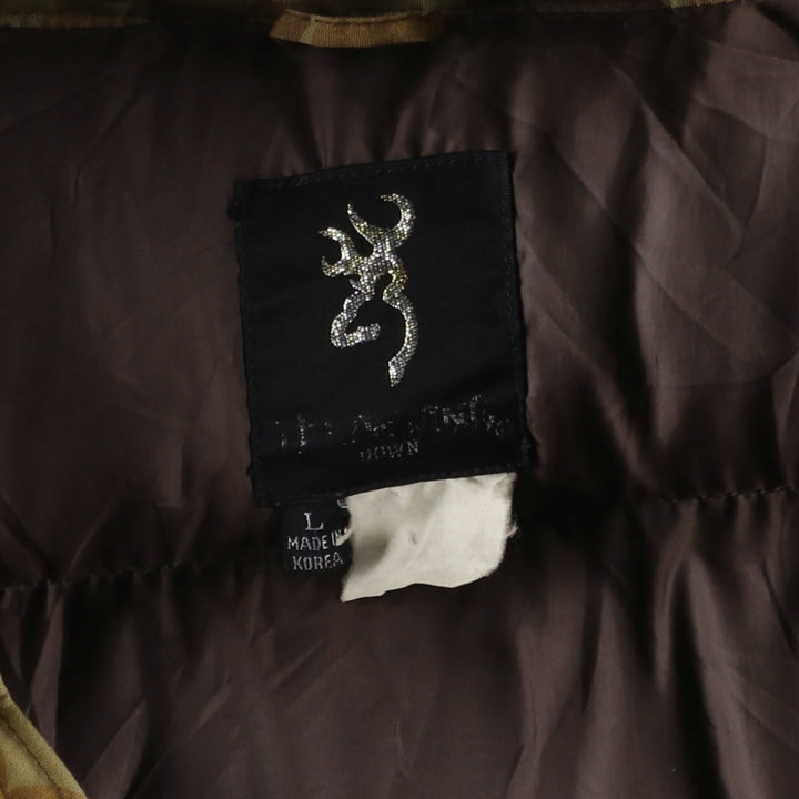 BROWNING Camouflage Pattern Down Jacket, Men's Size L unclear brown type Vintage Second Hand