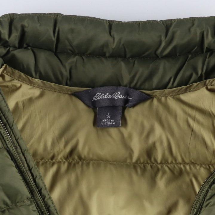 Eddie Bauer Men's Down Jacket, Size L Nylon Khaki type Vintage Second Hand