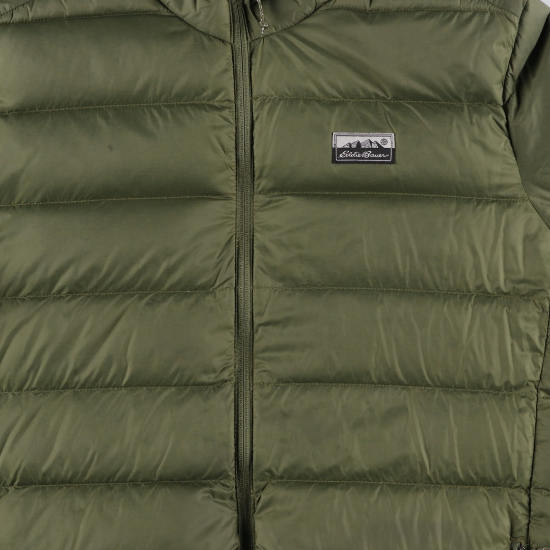 Eddie Bauer Men's Down Jacket, Size L Nylon Khaki type Vintage Second Hand