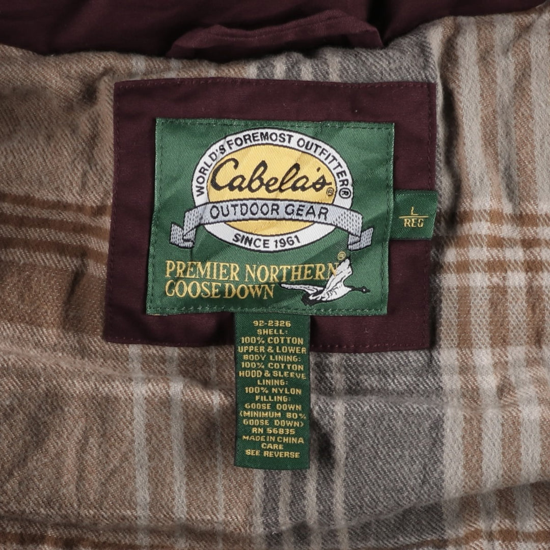 90s-00'S Cabelas Vintage Goose Down Jacket, Men's Size L cotton red type Vintage Second Hand