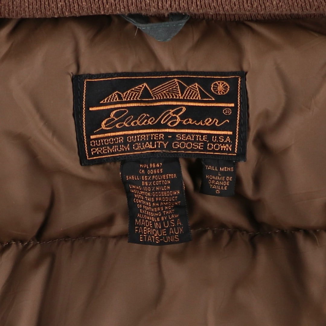 Vintage 80s-90'S Eddie Bauer Ridge Line Goose Down Parka with Black Tag, Made in USA, Men's Size L polyester Khaki type Vintage Second Hand
