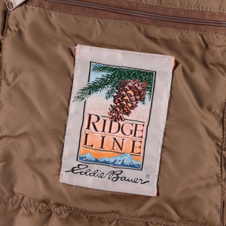 Vintage 80s-90'S Eddie Bauer Ridge Line Goose Down Parka with Black Tag, Made in USA, Men's Size L polyester Khaki type Vintage Second Hand