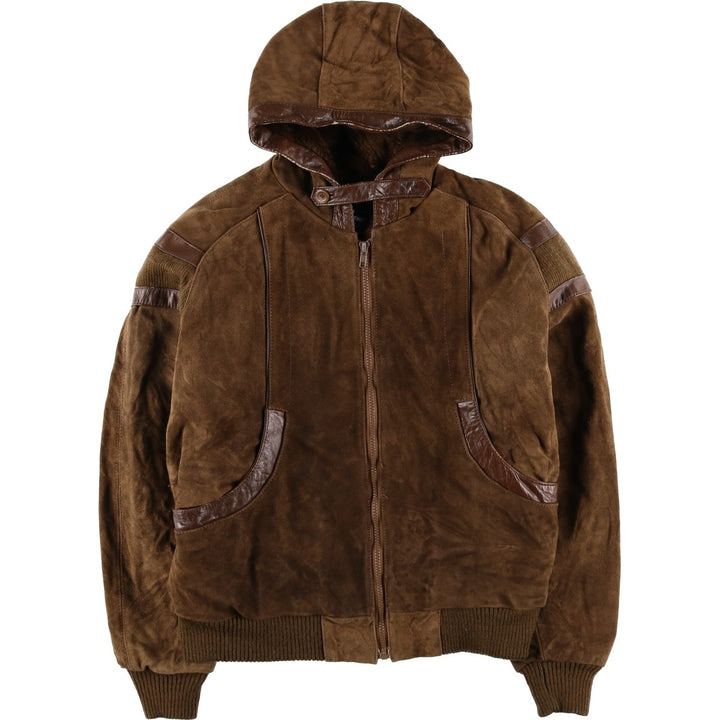 Wilsons Leather Hooded Suede Leather Jacket, Women's Size L Genuine suede leather brown type Vintage Second Hand
