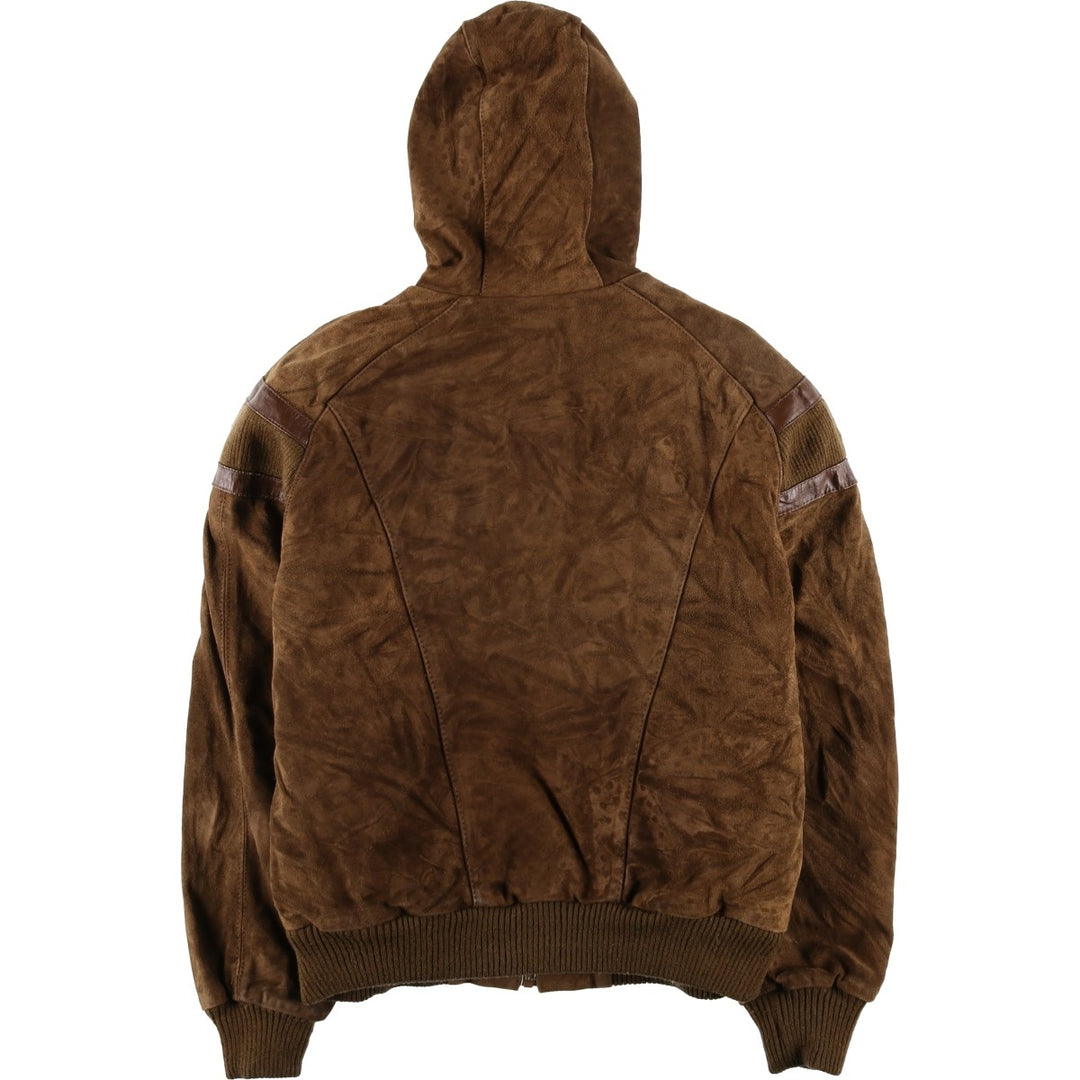 Wilsons Leather Hooded Suede Leather Jacket, Women's Size L Genuine suede leather brown type Vintage Second Hand