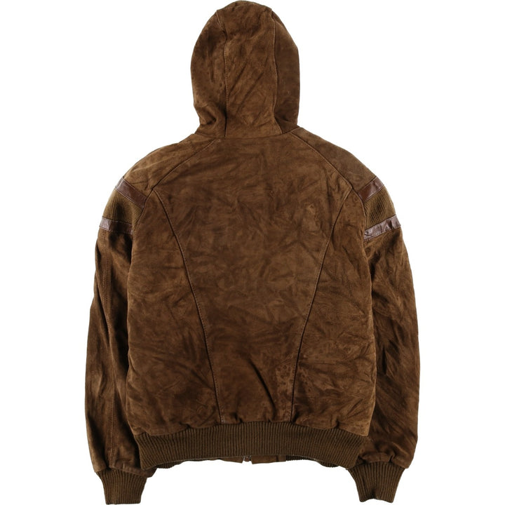 Wilsons Leather Hooded Suede Leather Jacket, Women's Size L Genuine suede leather brown type Vintage Second Hand