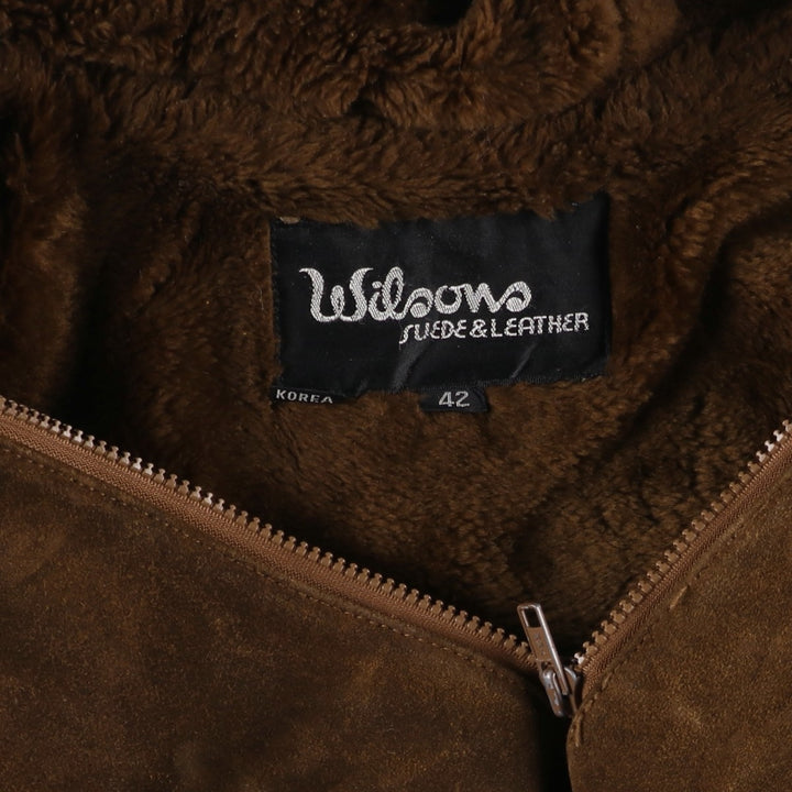Wilsons Leather Hooded Suede Leather Jacket, Women's Size L Genuine suede leather brown type Vintage Second Hand