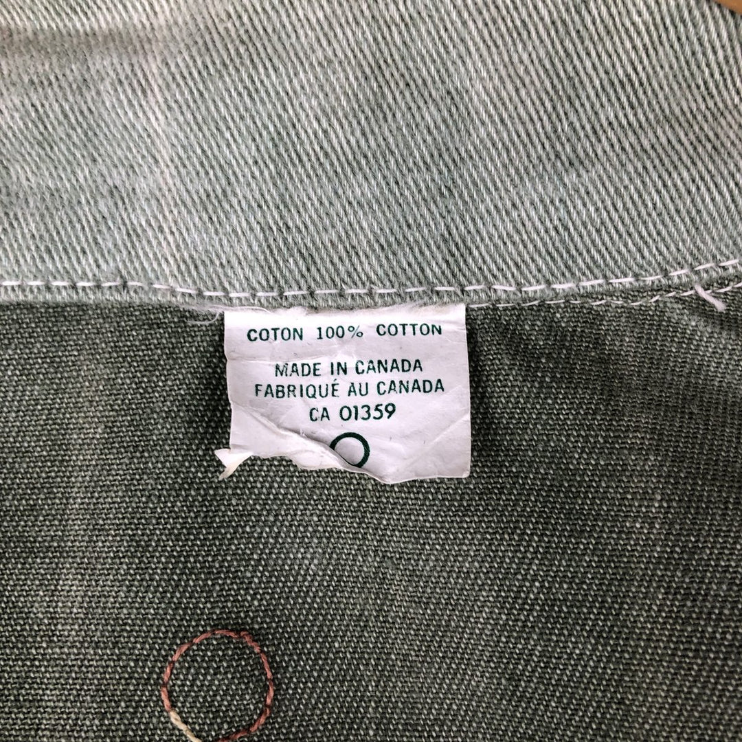 Denim shirt jacket, western jacket, made in Canada, women's size L cotton Khaki type sage green Vintage Second Hand