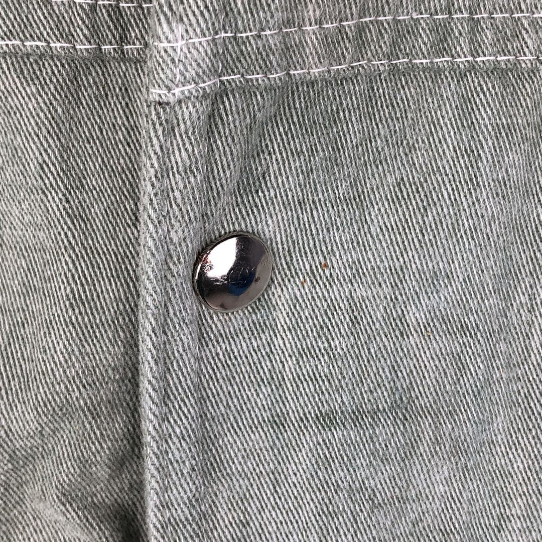 Denim shirt jacket, western jacket, made in Canada, women's size L cotton Khaki type sage green Vintage Second Hand